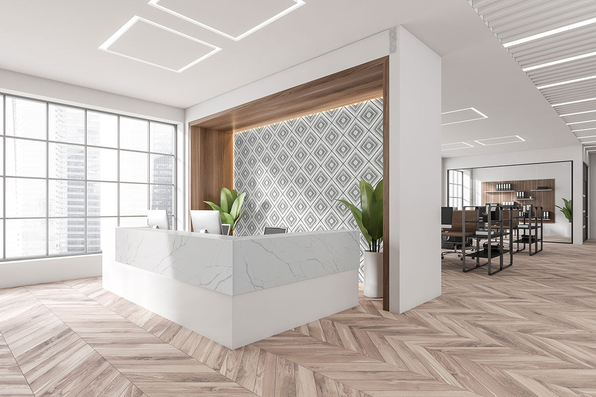 MSI Zaria Tessa Encaustic Tile shown installed in a finished room, fifth view