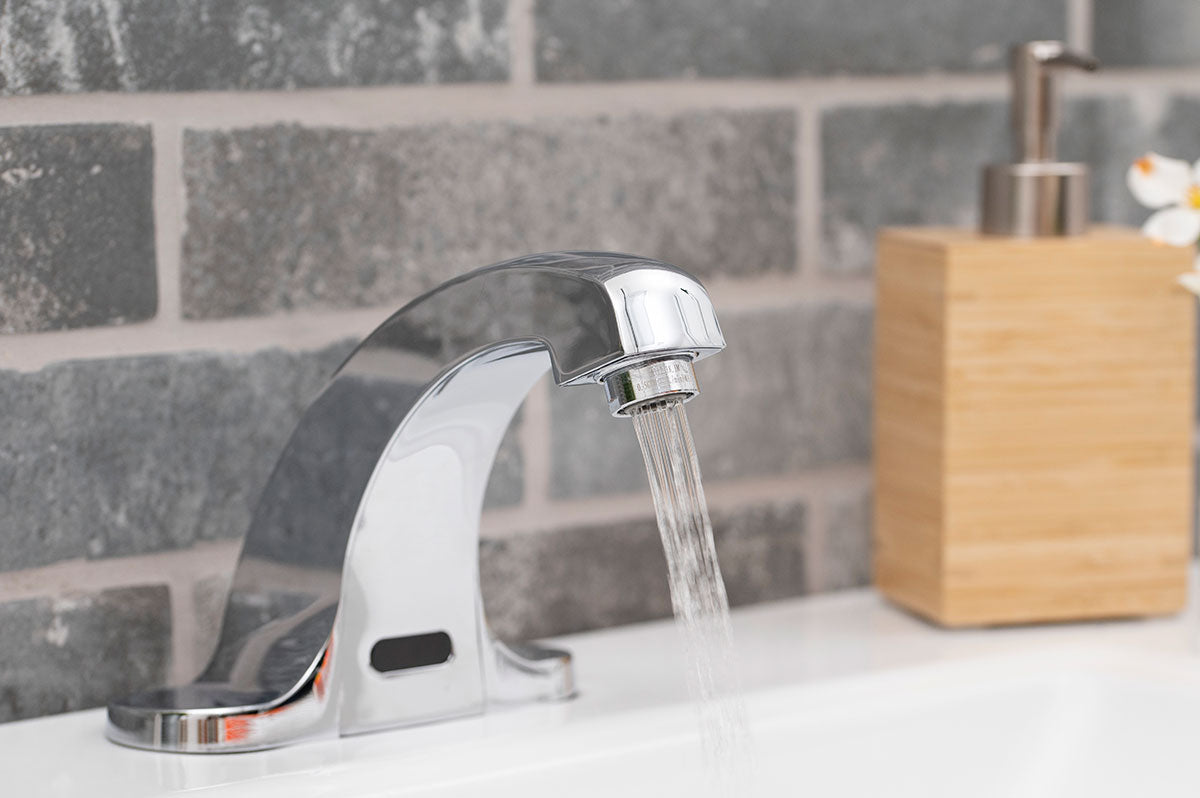 MSI Touch-less Infrared Sensor Bathroom Faucet — surface detail in natural tonality