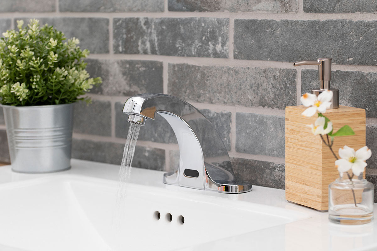 MSI Touch-less Infrared Sensor Bathroom Faucet — surface detail in natural tonality