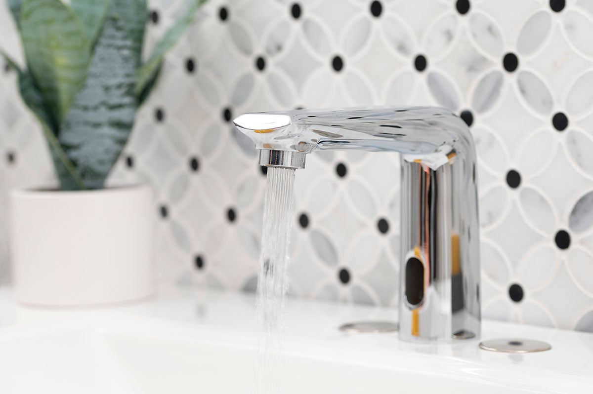 MSI Touch-less Infrared Sensor Bathroom Faucet — surface detail in natural tonality