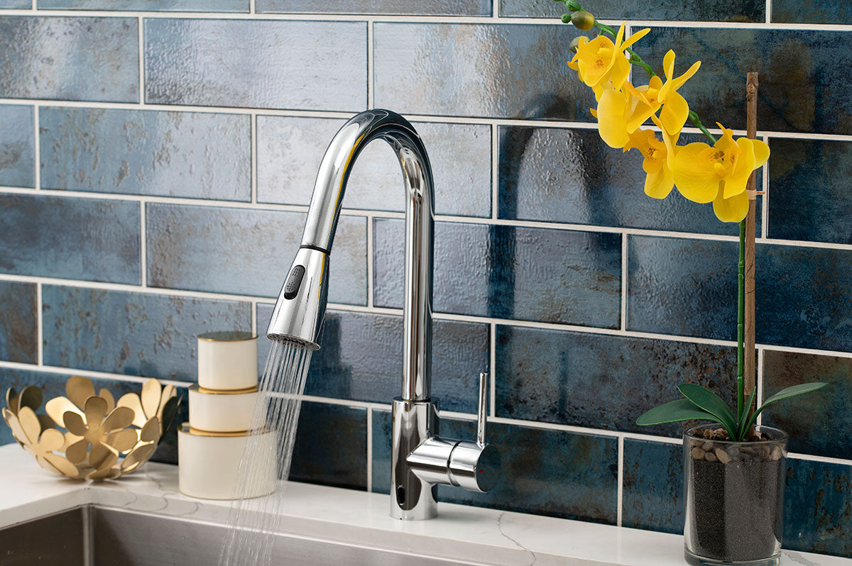 MSI Touch-less Infrared Sensor Kitchen Faucet — surface detail in natural tonality