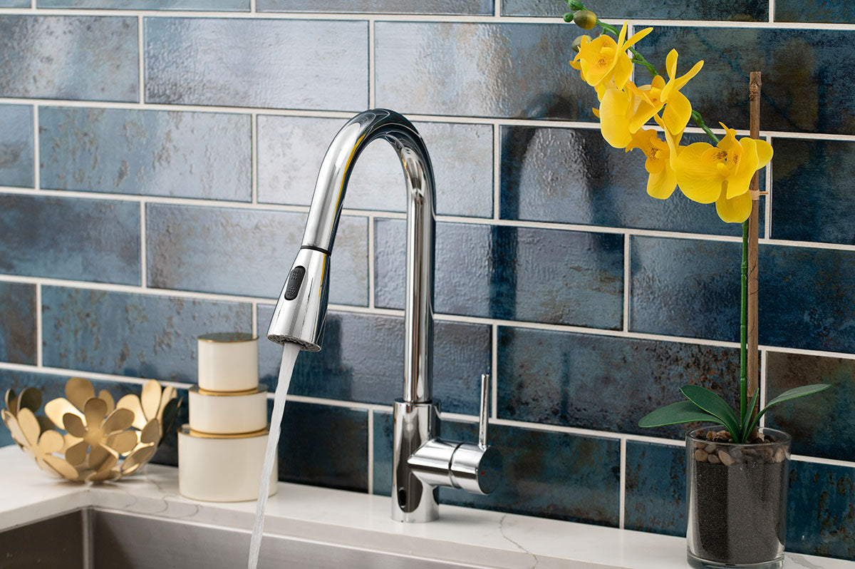 MSI Touch-less Infrared Sensor Kitchen Faucet — surface detail in natural tonality