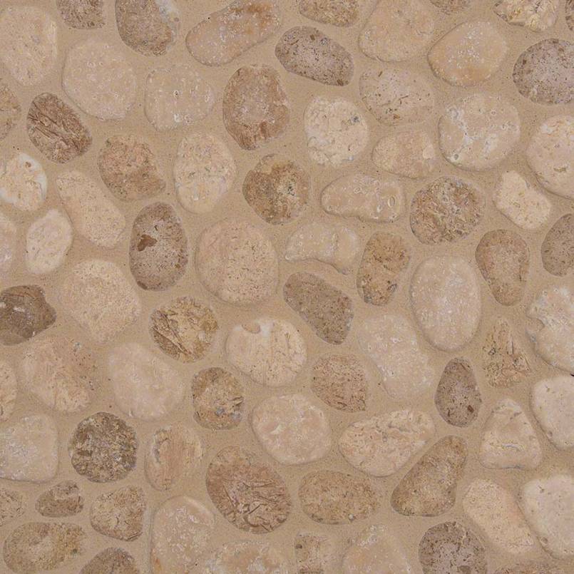 MSI Travertine Pebbles Blend Tile — Pebble Mosaic Tile tumbled