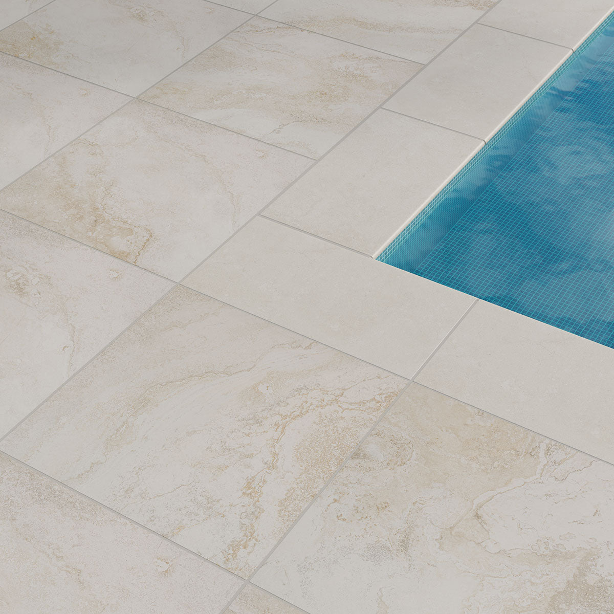 MSI Livingstyle Travertino Porcelain Paver — surface detail in natural tonality