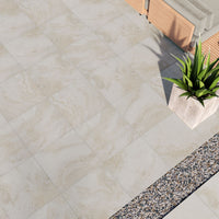 MSI Livingstyle Travertino Porcelain Paver — surface detail in natural tonality