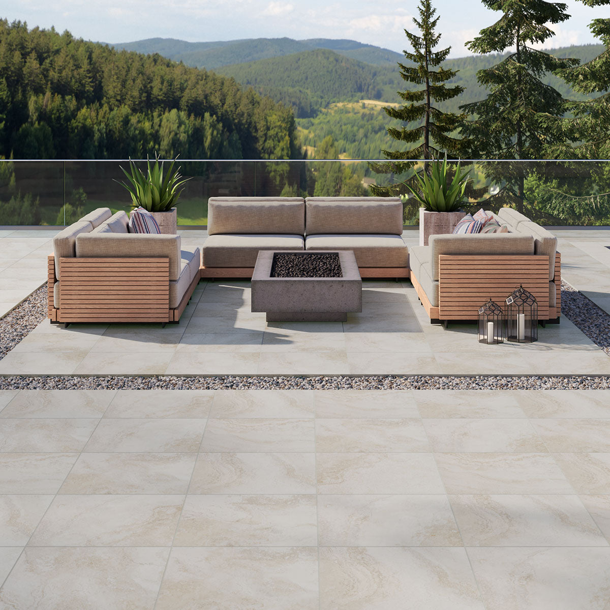 MSI Livingstyle Travertino Porcelain Paver — surface detail in natural tonality