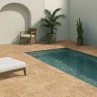 MSI Tuscany Beige Travertine Coping — surface detail in beige tonality