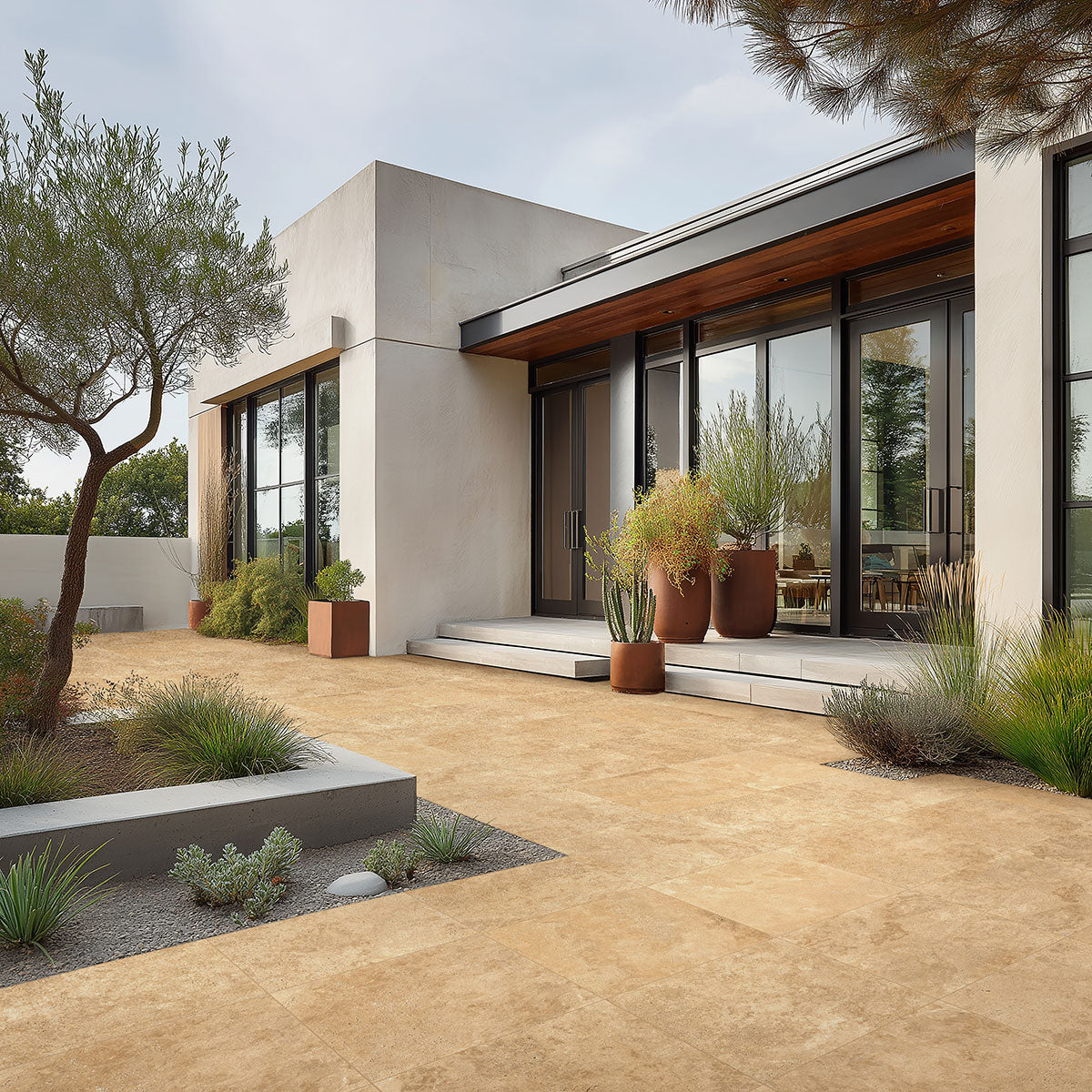 MSI Tuscany Beige Travertine Paver — surface detail in beige tonality