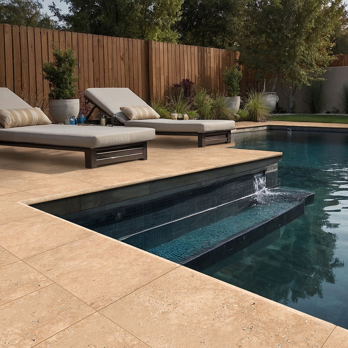 MSI Tuscany Ivory Travertine Paver — surface detail in ivory tonality