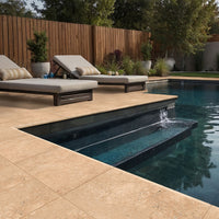 MSI Tuscany Ivory Travertine Paver — surface detail in ivory tonality