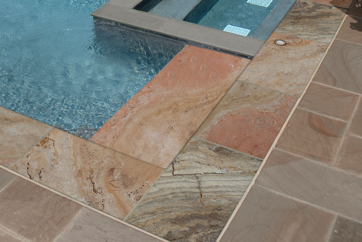 MSI Tuscany Porcini Travertine Coping — surface detail in natural tonality