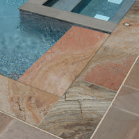 MSI Tuscany Porcini Travertine Coping — surface detail in natural tonality