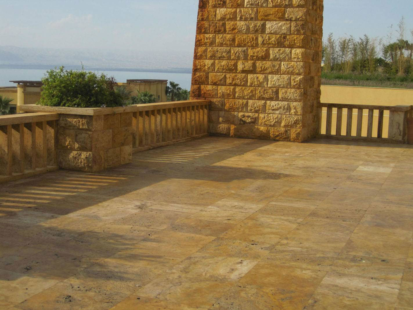 MSI Tuscany Riviera Travertine Paver — surface detail in natural tonality
