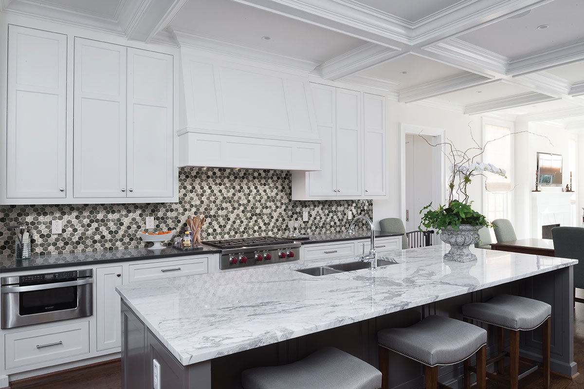 MSI Urban Tapestry Hexagon Mosaic Tile — surface detail in natural tonality
