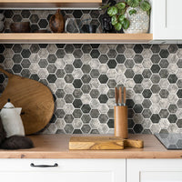 MSI Urban Tapestry Hexagon Mosaic Tile — surface detail in natural tonality