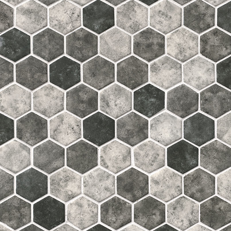 MSI Urban Tapestry Hexagon Mosaic Tile — Glass Mosaic Tile mesh-mounted for designer installs