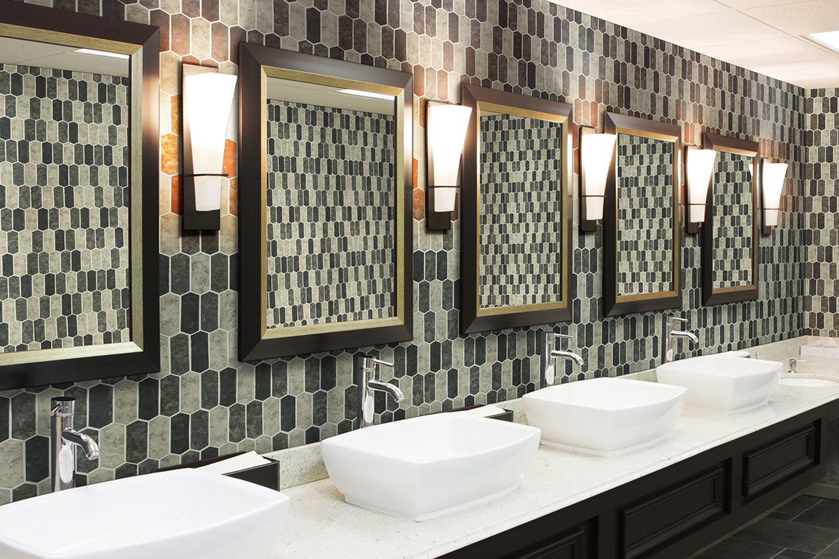 MSI Urban Tapestry Picket Glass Tile — surface detail in natural tonality