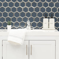 MSI Vague Blue 3" Hexagon Mosaic Tile — surface detail in blue tonality