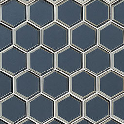 Vague Blue 3" Hexagon Mosaic Tile