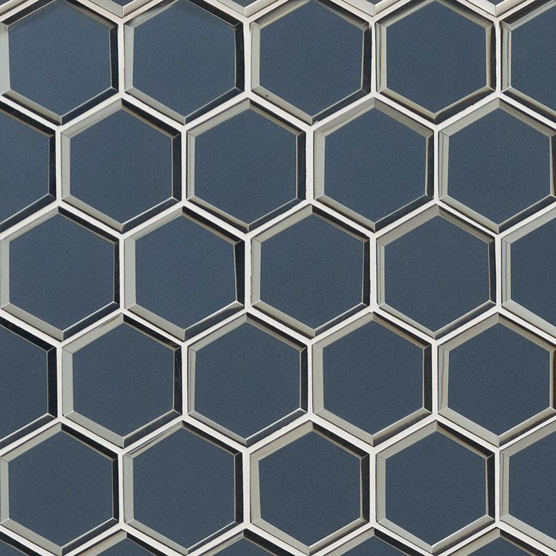 MSI Vague Blue 3" Hexagon Mosaic Tile — Glass Mosaic Tile in blue tonality