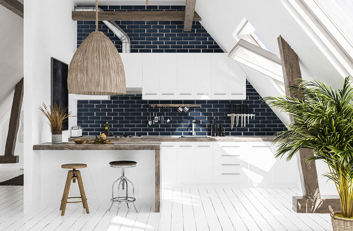 MSI Vague Blue Subway Tile — surface detail in blue tonality