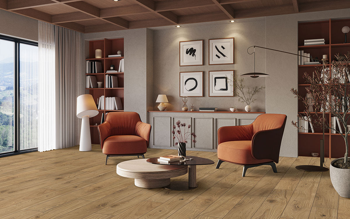 MSI Valgrande Sequoia Wood Look Porcelain Tile — room scene