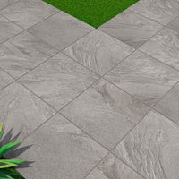 MSI Vortexa Silver Porcelain Paver — surface detail in silver tonality