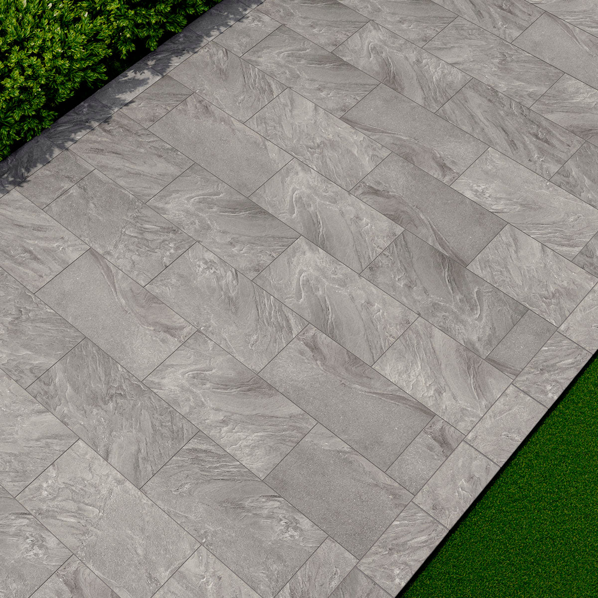 MSI Vortexa Silver Porcelain Paver — surface detail in silver tonality