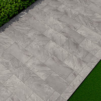 MSI Vortexa Silver Porcelain Paver — surface detail in silver tonality