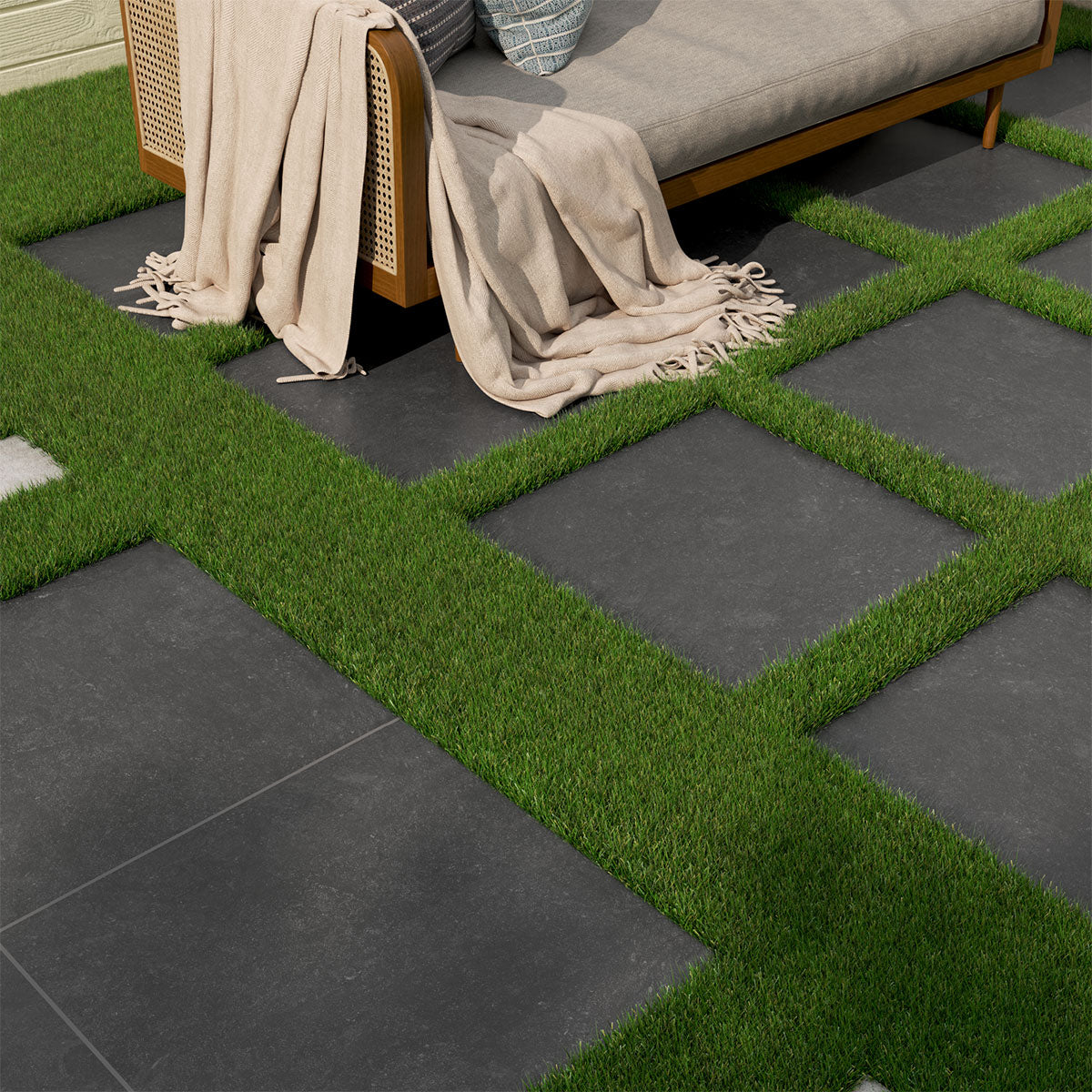 MSI Vulkon Nero Porcelain Paver — surface detail in natural tonality