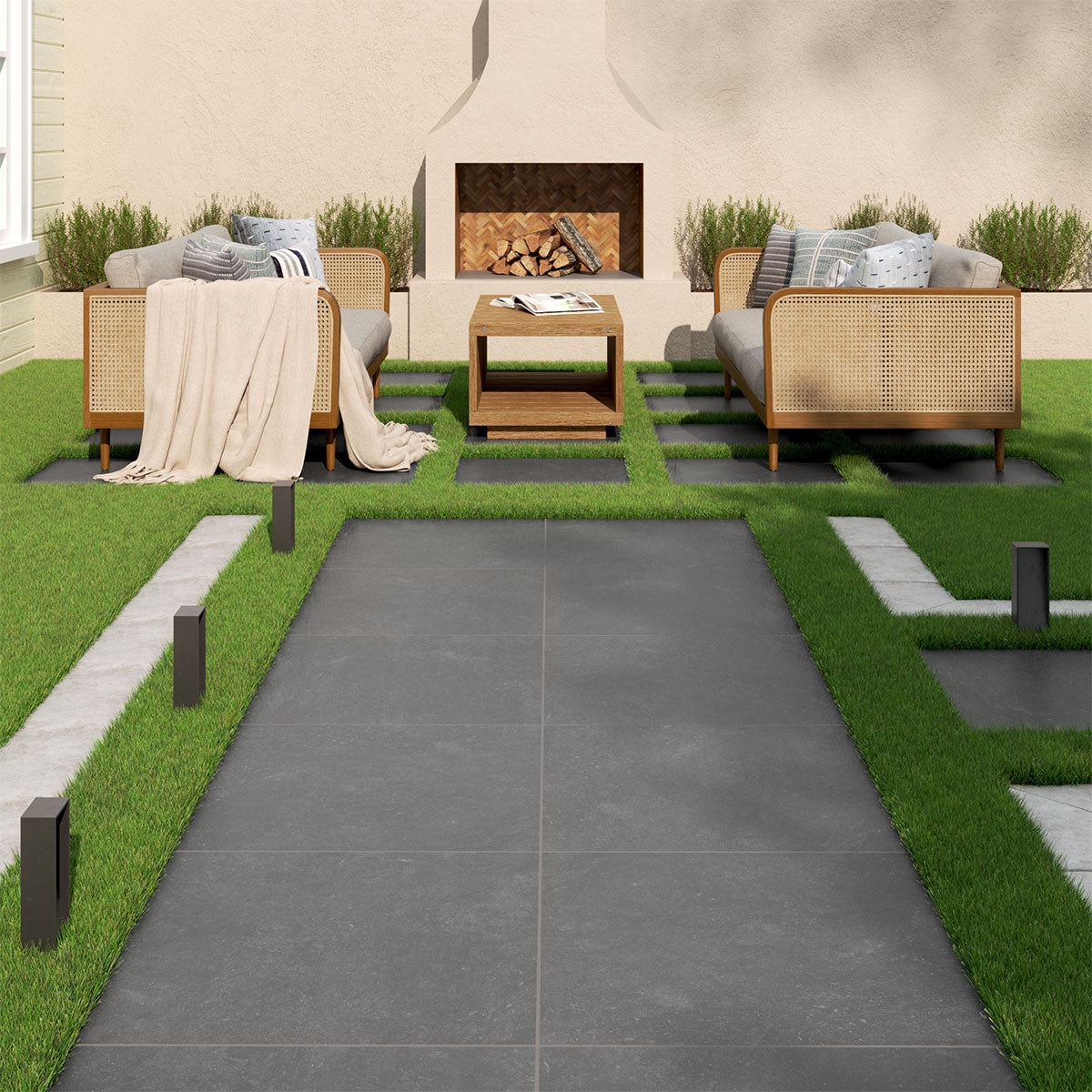 MSI Vulkon Nero Porcelain Paver — surface detail in natural tonality