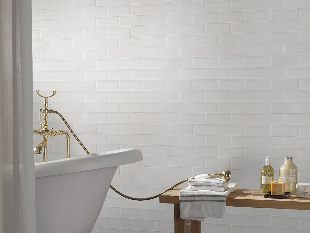 MSI Highland Park Whisper White Subway Tile 2x6 — surface detail in white tonality