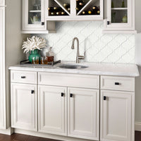 MSI Highland Park Whisper White Arabesque Tile — surface detail in white tonality