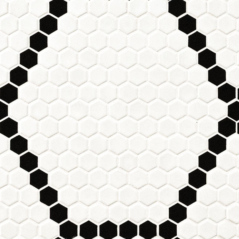 MSI Domino White and Black Hive Pattern Matte — Porcelain Wall Tile in white tonality