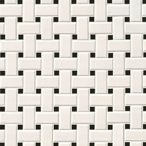 MSI Domino White & Black Basketweave Tile