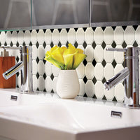 MSI Domino White and Black Octagon Tile — surface detail in white tonality