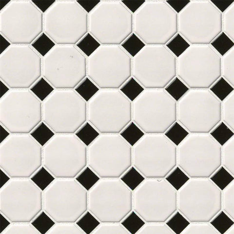 MSI Domino White and Black Octagon Tile