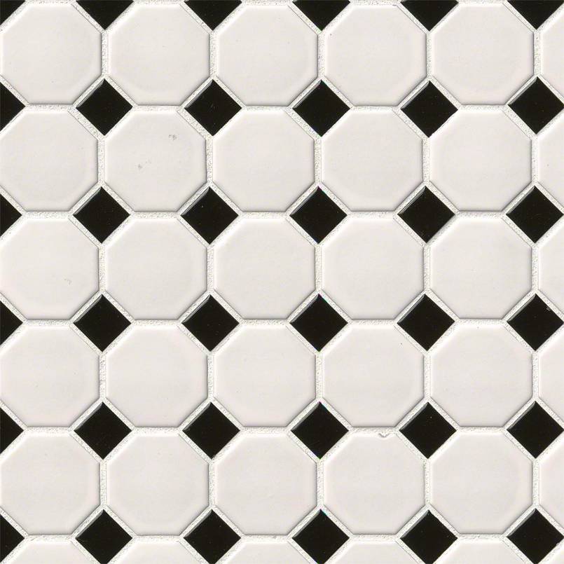 MSI Domino White and Black Octagon Tile — Porcelain Wall Tile in white tonality
