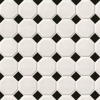 MSI Domino White and Black Octagon Tile — Porcelain Wall Tile in white tonality