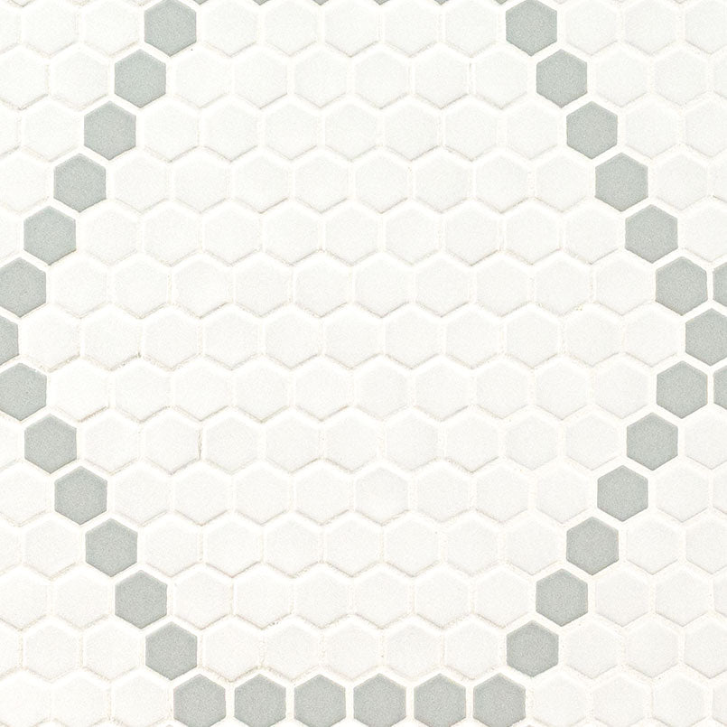MSI Domino White and Gray Hive Pattern Matte — Porcelain Wall Tile in white tonality