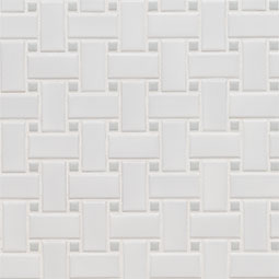 White And Gray Matte Basketweave Tile
