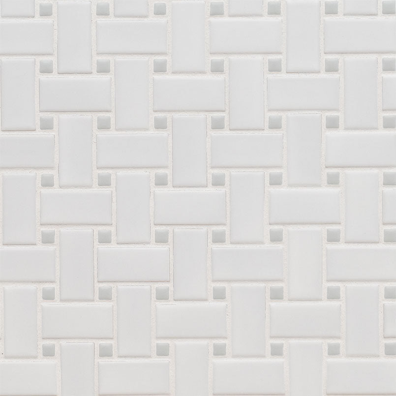 MSI Domino White and Gray Matte Basketweave Tile — Porcelain Wall Tile in white tonality