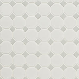 White And Gray Matte Octagon Tile
