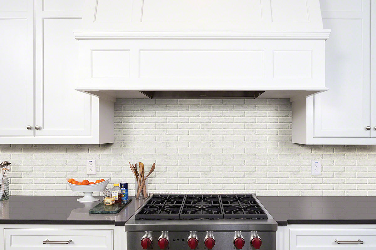 MSI Brickstone White 2x10 Brick Tile — surface detail in white tonality