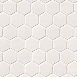 White Glossy 2” Hexagon Mosaic Tile