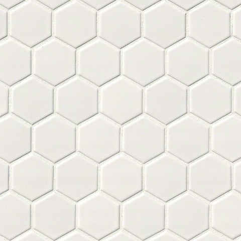 MSI Domino White Glossy 2" Hexagon Mosaic Tile