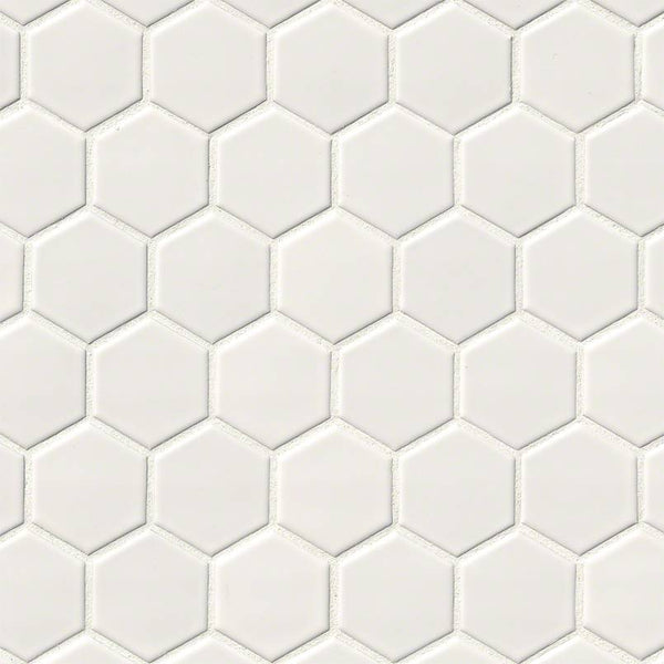 MSI Domino White Glossy 2" Hexagon Mosaic Tile