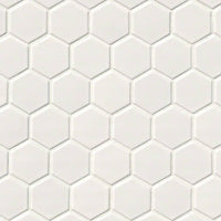 MSI Domino White Glossy 2" Hexagon Mosaic Tile — Porcelain Wall Tile in white tonality
