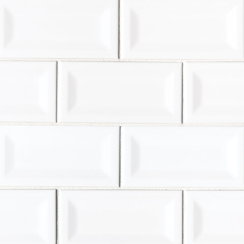 MSI Domino White Glossy Inverted Beveled Subway Tile 3x6