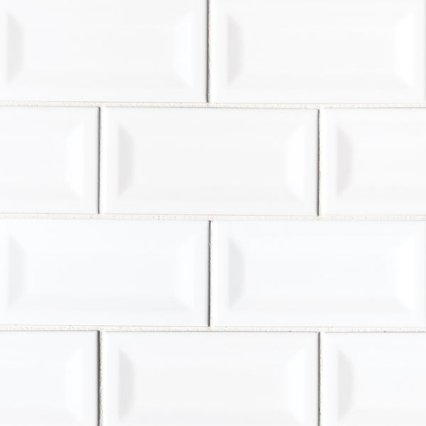 MSI Domino White Glossy Inverted Beveled Subway Tile 3x6